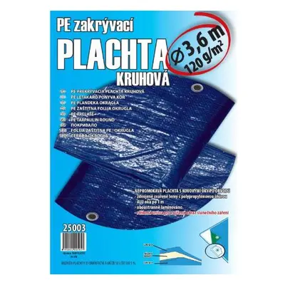 Plachta zakrývací kulatá, Ø 3,2 - 3,6 m, 120 g/m2, modro - stříbrná