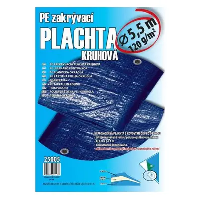 Plachta zakrývací kulatá, Ø 5 - 5,5 m, 120 g/m2, modro - stříbrná