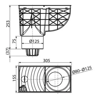 Lapač střešních splavenin přímý DN Ø 125 mm, černá, ENPRO