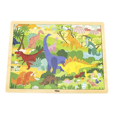 Puzzle na podstavci Viga 44584 48 dílků - poznávání dinosaurů