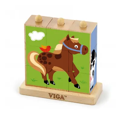 Puzzle kostky Viga 50833 farma