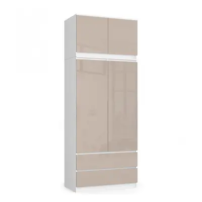 Skříň s nástavcem S 90 cm 2D 2SZ CLP cappuccino, lesk