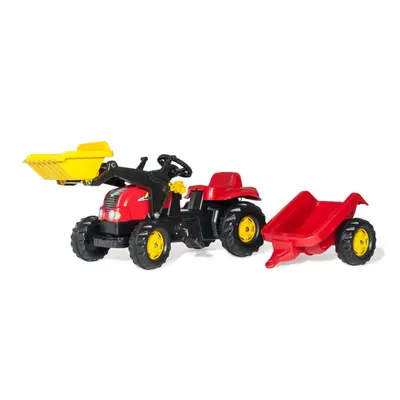 Šlapací traktor s přívěsem a lžící Rolly Toys 023127 červený