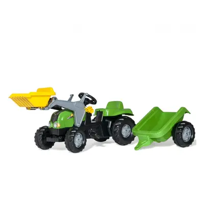 Šlapací traktor s přívěsem a lžící Rolly Toys 023134 zelený