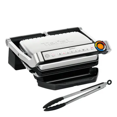 Elektrický gril Tefal OptiGrill+ s kleštěmi GC718D10 Nerezový/Černý