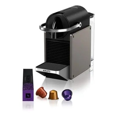 Kapslový kávovar KRUPS Nespresso Pixie Redesign XN306T10 Titanový/Černý