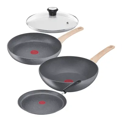 Akční set pánví Tefal Natural Force klasická 28 cm, wok 28 cm, palačinková 25 cm a poklice 28 cm