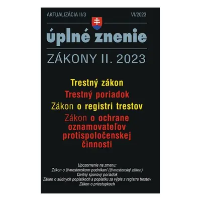 Aktualizácia II/3 - Trestný zákon a Trestný poriadok - Autor Neuveden