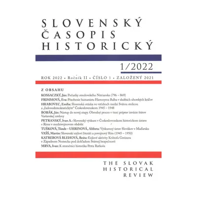 Slovenský časopis historický 1/2022 - Autor Neuveden