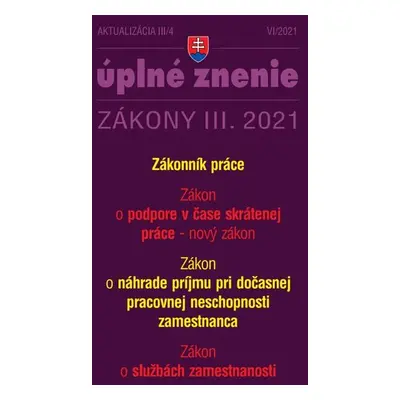 Aktualizácia III/4 2021 - Kurzarbeit a Zákonník práce - Autor Neuveden