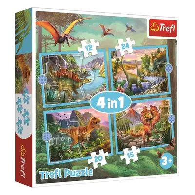 Puzzle Jedineční dinosauři 4v1 (12,15,20,24 dílků) - Autor Neuveden