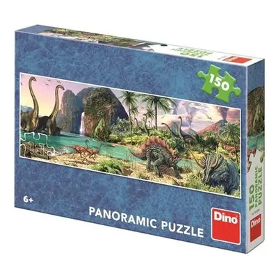 Puzzle 150 Dinosauři u jezera panoramic - Autor Neuveden