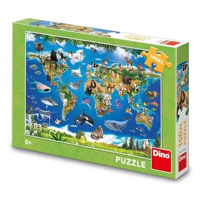 Puzzle 100XL Mapa zvířat - Autor Neuveden