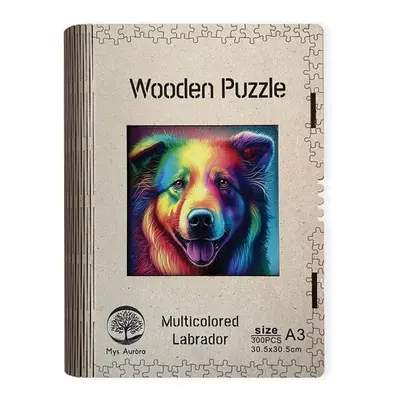 Dřevěné puzzle Barevný labrador A3 - Autor Neuveden