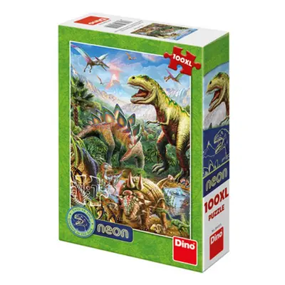 Puzzle 100XL Svět dinosaurů neon - Autor Neuveden