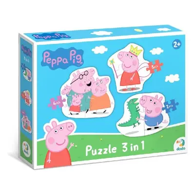 Puzzle Prasátko Peppa Rodina 3v1 - Autor Neuveden