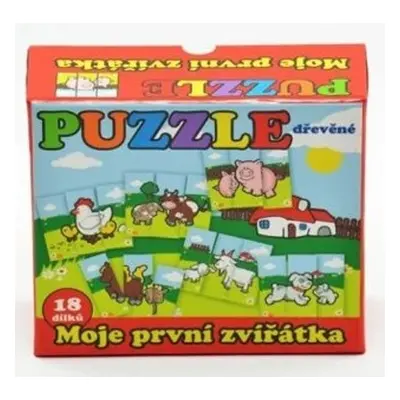 Puzzle Moje první zvířátka dřevěné 18 dílků pro nejmenší v krabičce - Autor Neuveden