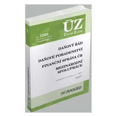 ÚZ 1563 Daňový řád, Finanční správa, Daňové poradenství, Platby v hotovosti - Autor Neuveden