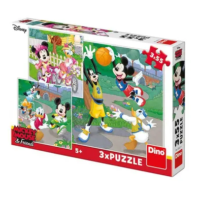 Puzzle 3x55 Mickey a Minnie sportovci - Autor Neuveden