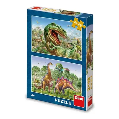 Puzzle 2x48 Souboj dinosaurů - Autor Neuveden