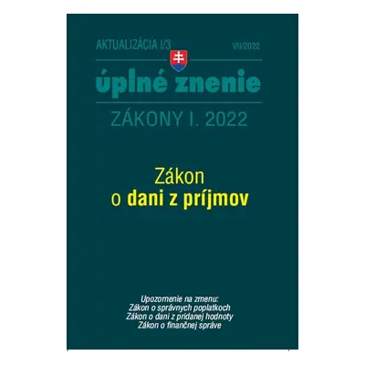 Aktualizácia I/3 2022 – daňové a účtovné zákony - Autor Neuveden