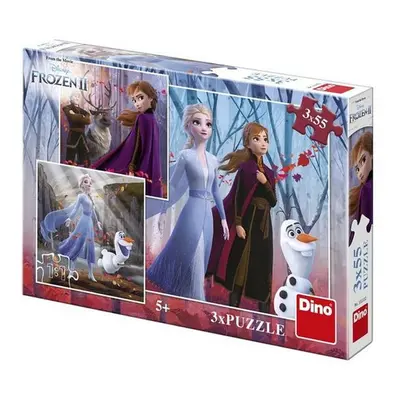 Puzzle 3x55 Frozen II Zimní radovánky - Autor Neuveden