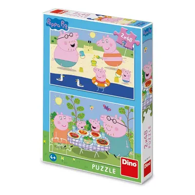 Puzzle 2x48 Peppa Pig Na dovolené - Autor Neuveden