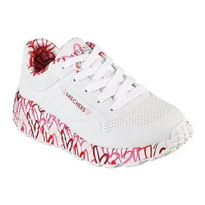 Dívčí rekreační obuv SKECHERS Uno Lite Lovely Luv white red