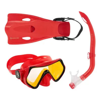 Juniorský potápěčský šnorchlovací set AQUALUNG HERO SET Junior-RED MIRROR