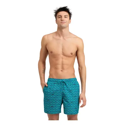 Pánské plavky ARENA MENS BEACH BOXER ALLOVER-600-green lake logo