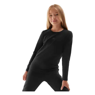 Dívčí tričko s dlouhým rukávem 4F JUNIOR LONGSLEEVE-JAW23TLONF141-20S-DEEP BLACK