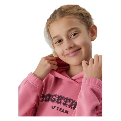 Dívčí mikina s kapucí 4F JUNIOR SWEATSHIRT-JAW23TSWSF639-54S-PINK