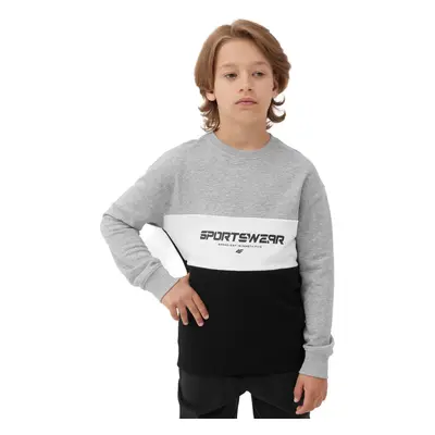 Chlapecká mikina 4F JUNIOR SWEATSHIRT-JAW23TSWSM630-27M-COLD LIGHT GREY MELANGE