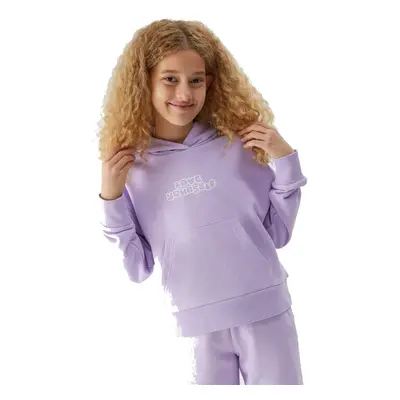 Dívčí mikina s kapucí 4F JUNIOR SWEATSHIRT-JAW23TSWSF645-52S-LIGHT VIOLET