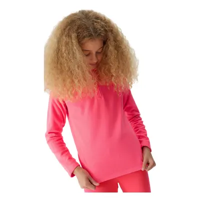 Dívčí lyžařská flísová mikina 4F JUNIOR FLEECE UNDERWEAR-JAW23UFLEF033-55S-HOT PINK