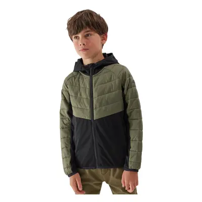 Chlapecká turistická softshellová bunda 4F JUNIOR TECHNICAL JACKET-JAW23TTJAM282-44S-OLIVE