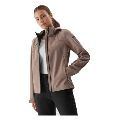 Dámská turistická bunda 4F SOFTSHELL JACKET-AW23TSOFF152-82S-LIGHT BROWN