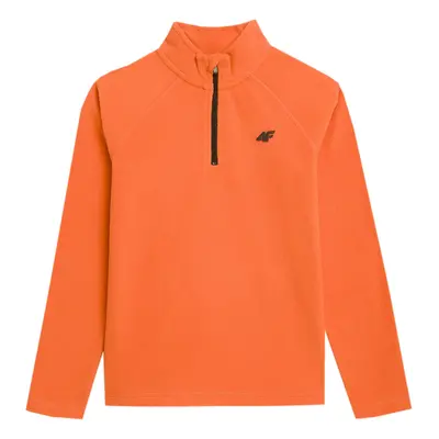 Chlapecká lyžařská flísová mikina 4F JUNIOR FLEECE UNDERWEAR-JAW23UFLEM019-70S-ORANGE