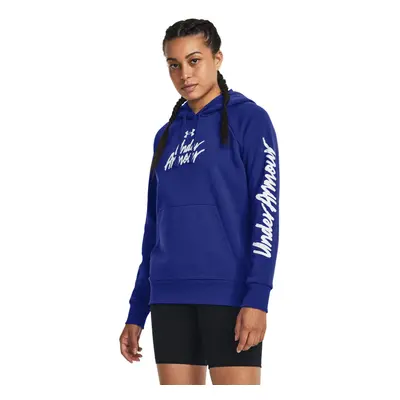 Dámská zateplená tréninková mikina s kapucí UNDER ARMOUR UA Rival Fleece Graphic Hdy-Royal BLU