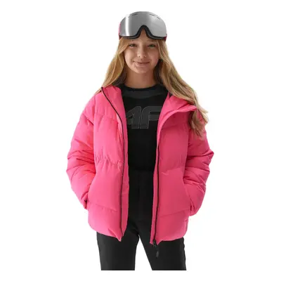 Dívčí lyžařská bunda 4F JUNIOR TECHNICAL JACKET-JAW23TTJAF293-55N-HOT PINK NEON