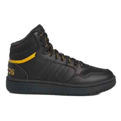 Chlapecké kotníkové zimní boty ADIDAS Hoops 3.0 Mid K core black core black preloved yellow