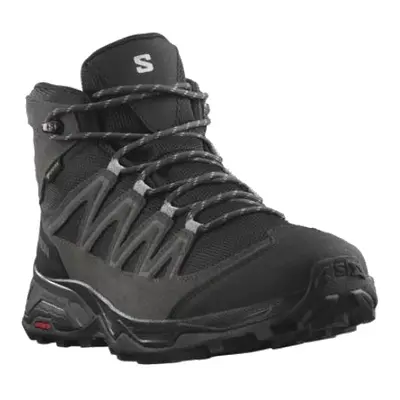 Pánská kotníková turistická celokožená obuv SALOMON X Ward Leather Mid GTX phantom black magnet