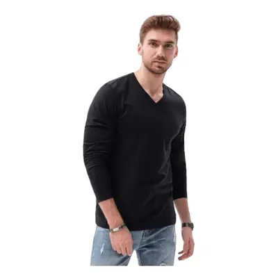 Pánske tričko s dlhým rukávom s v-výstrihom OMBRE T-shirt LS-L136-V6-BLACK