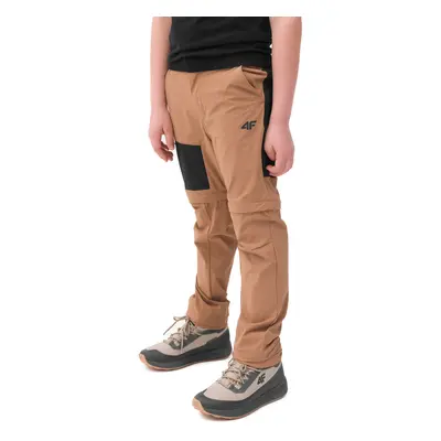 Chlapecké turistické kalhoty 4F JUNIOR TROUSERS FNK-4FJWSS24TFTRM495-82S-LIGHT BROWN