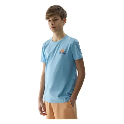 Chlapecké tričko s krátkým rukávem 4F JUNIOR TSHIRT-4FJWSS24TTSHM1136-34S-LIGHT BLUE