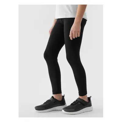 Dívčí legíny 4F JUNIOR TIGHTS-4FJWSS24TTIGF130-20S-DEEP BLACK