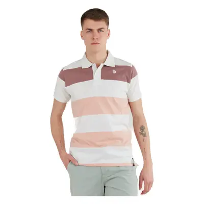 Pánske polo tričko s krátkym rukávom FUNDANGO Incognito Stripe Poloshirt-311-powder stripe