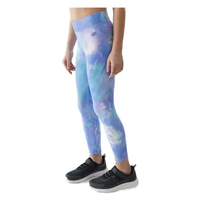 Dívčí legíny 4F JUNIOR TIGHTS FNK-4FJWSS24TFTIF222-52A LIGHT VIOLET ALLOVER