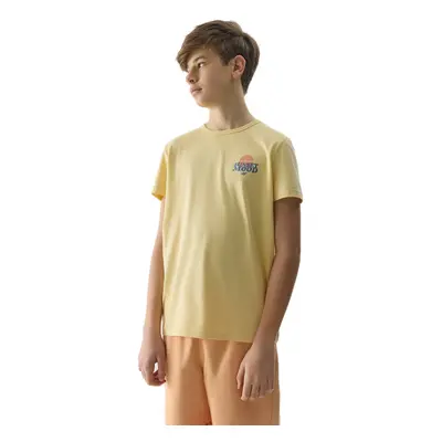 Chlapecké tričko s krátkým rukávem 4F JUNIOR TSHIRT-4FJWSS24TTSHM1136-73S-LIGHT LEMON