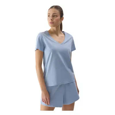 Dámské triko s krátkým rukávem s v-výstřihem 4F TSHIRT-4FWSS24TTSHF1162-34S-LIGHT BLUE